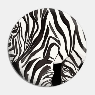 Modern Black And White Zebra Stripes Pattern African Wildlife Pin