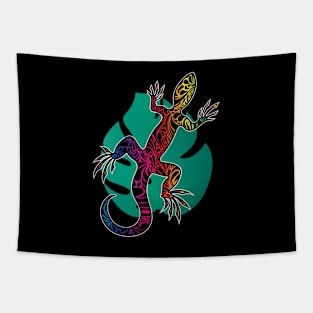 Rainbow Doodle Pattern Lizard Tapestry