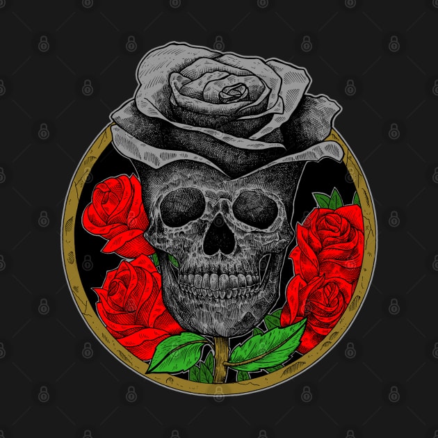 Skull head rose color by Darts design studio