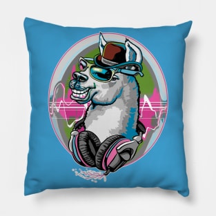 Llama Sporting Bowler Hat Sunglasses Music Headphones Pillow