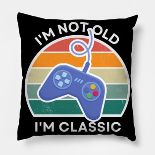 I'm not old, I'm Classic | Game Controller | Retro Hardware | Vintage Sunset | '80s '90s Video Gaming Pillow