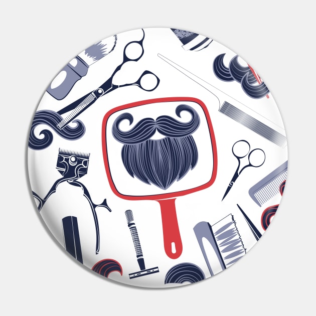 Shear shave shine // print // red white and blue vintage barber shop tools Pin by SelmaCardoso