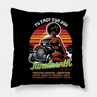 HotRod - Vintage Retro Dawn After Dusk: A  Pin-up 19 June Juneteenth Tribute Pillow