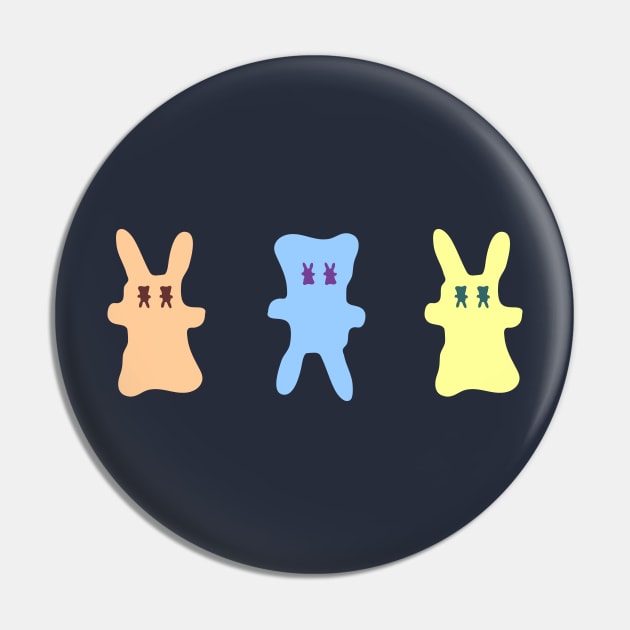 Pastel Bunnies with upside-down Bunny Ghost Pin by jumitu404