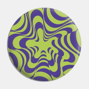 Abstract Groovy Retro Liquid Swirl Purple Green Pattern Pin