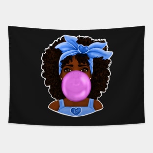 Blue Bubble Gum | Pretty Black Girl Art Design Tapestry