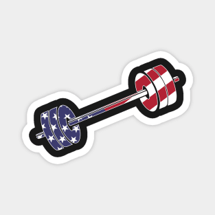 USA flag Barbell Powerlifting Weight Lifting pattern Magnet