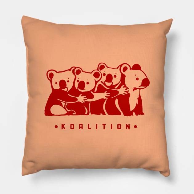 Funny coalition pun. Bunch of cute koalas in minimal style in red ink Pillow by croquis design