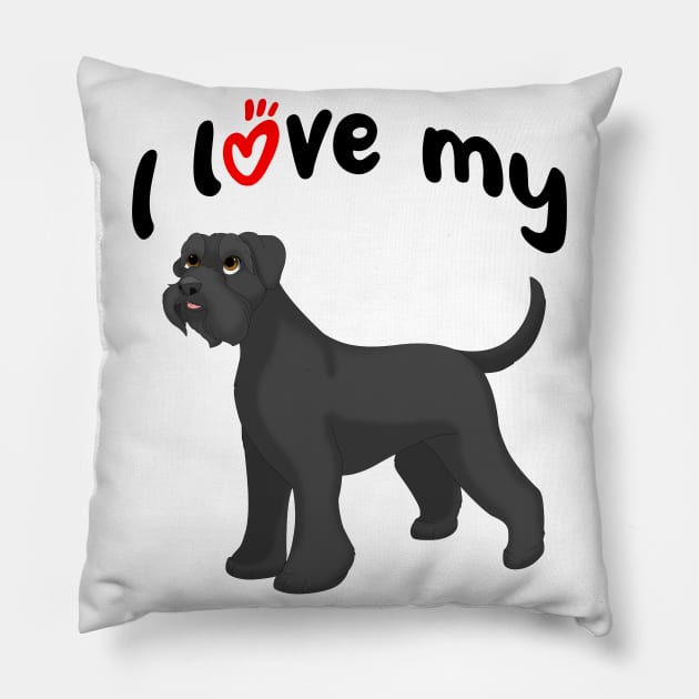 I Love My Schnauzer Dog Pillow by millersye