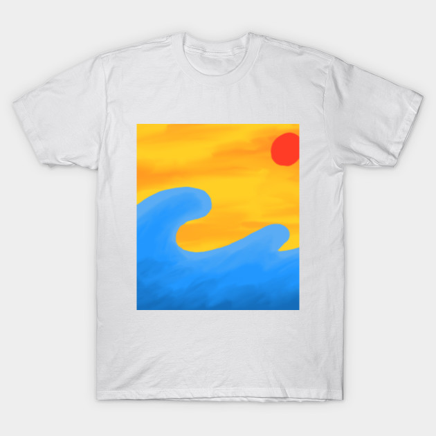 Sunset Painting Blue Orange Sky Wave Sunset T Shirt Teepublic