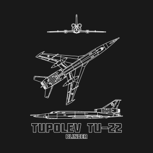 Tupolev Tu-22 Russian Supersonic Bomber Blinder Plane Blueprint Diagram Gift T-Shirt