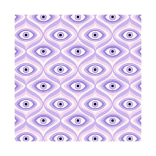 Trippy hypnotic eyes weird purple pastel pink retro modern pattern T-Shirt