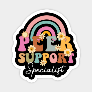 Peer Support Specialist Mental Health Awareness Groovy Rainbow Magnet