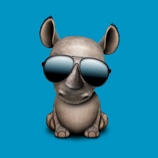 Cute Baby Rhino Wearing Sunglasses by jeffbartels