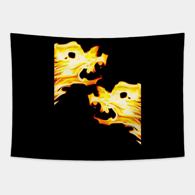 Fire in the form of wolves or dogs Tapestry by Bohnenkern