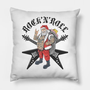 Christmas in July Rock and Roll Santa with Tattoos Pillow