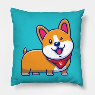 Cute Corgi Wink Cartoon Pillow