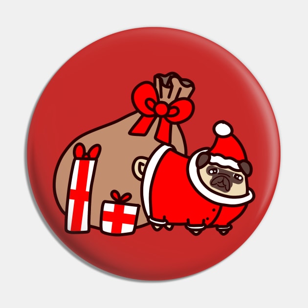 Christmas Santa Claus Pug Pin by saradaboru