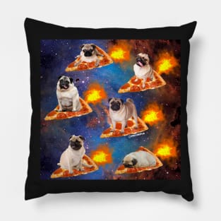 Pugs in Space Riding Pizza Pillow