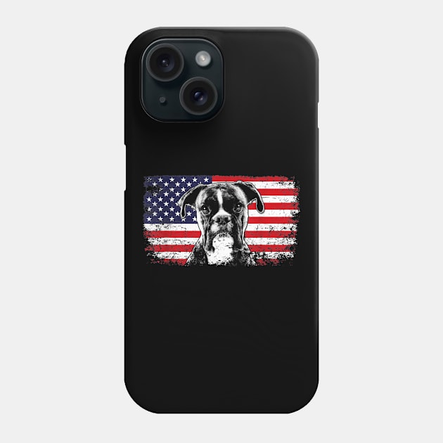 Boxer Dog American Flag Vintage Retro Phone Case by Xamgi