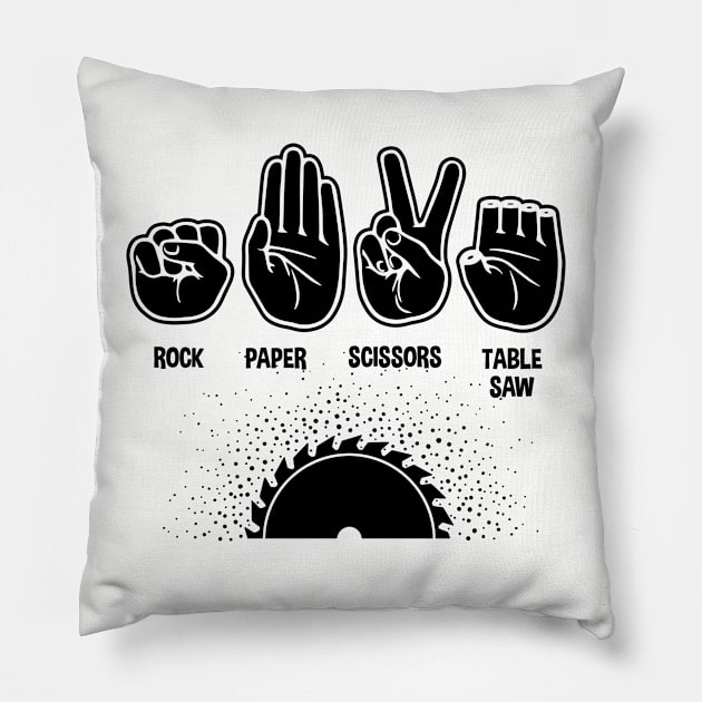 Rock Paper Scissors Table Saw Pillow by kbilltv