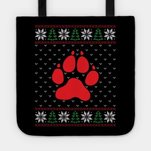 Dog paw ugly christmas sweater Tote