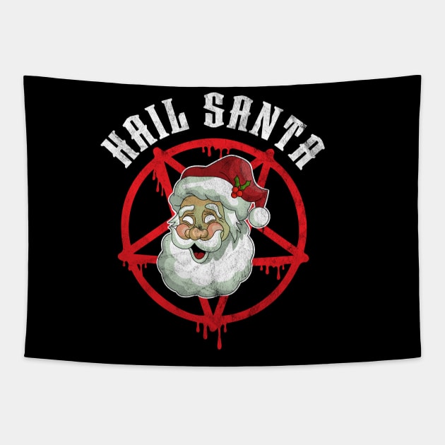 Hail Santa Claus Funny Christmas Metal Tapestry by OrangeMonkeyArt