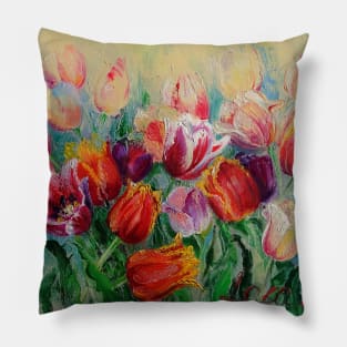 Lights and Sparks. The Bouquet of Spring Tulips Pillow