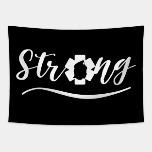 Strong Nurse white text design with Nurse star and silhouette Tapestry