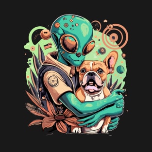 Alien and French Bulldog T-Shirt