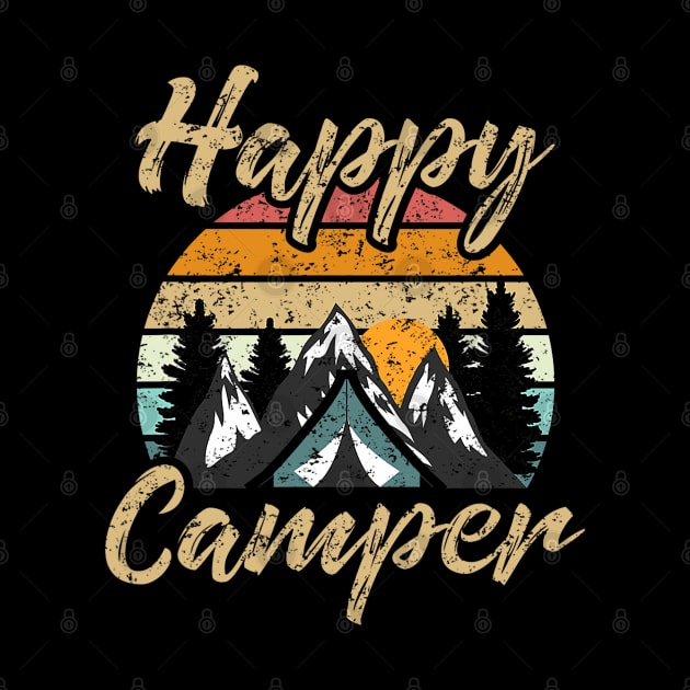Funny Camping Hiking Lover Present Happy Camper Gift by Mitsue Kersting