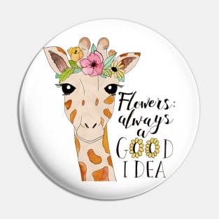 Flower Crown Giraffe Pin