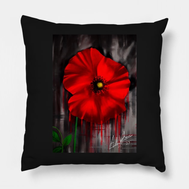 Red Poppy Pillow by Artbythree