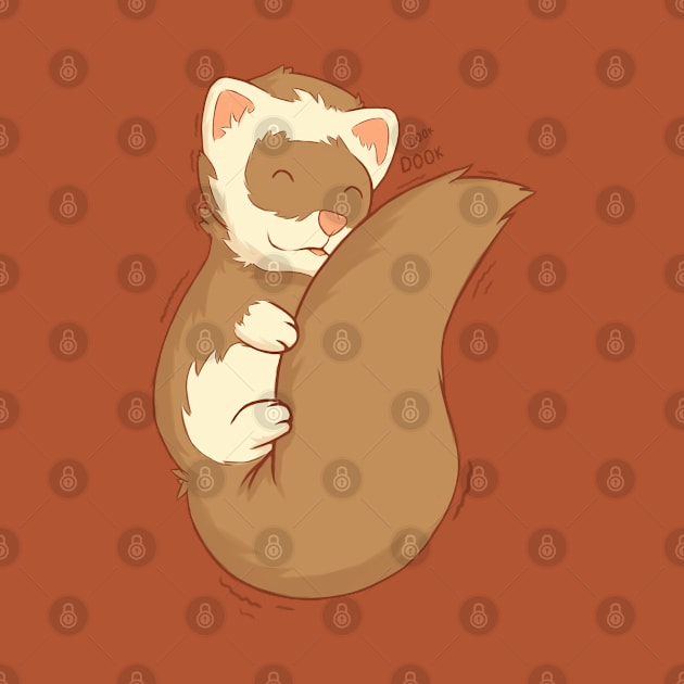 cute ferret hugging his long fluffy tail by A Comic Wizard