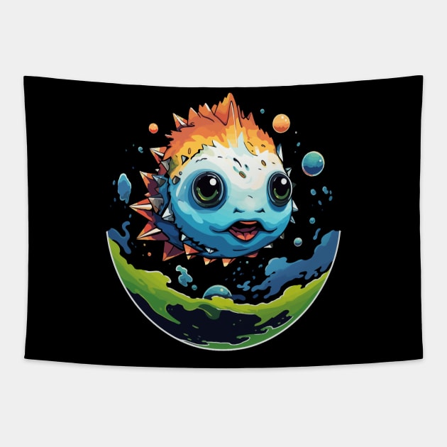 Puffer Fish Earth Day Tapestry by JH Mart