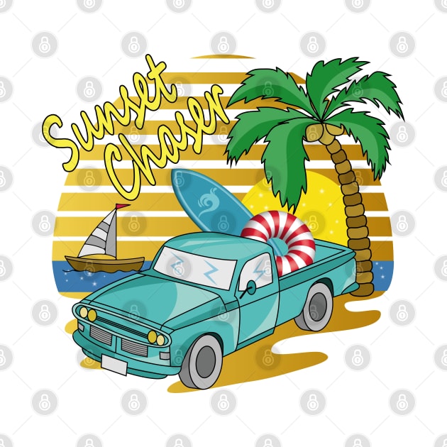 Sunset Chaser - Vehicle - Beach Day by Designoholic