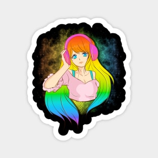 Japanese Anime Girl Rainbow Punk Kawaii Manga Magnet