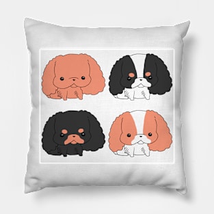 Kawaii Cavalier King Charles Spaniel - Ruby, Blenheim, Tri and Black and Tan Pillow