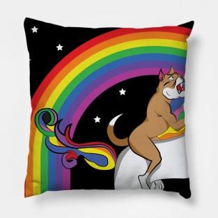 pitbull riding unicorn rainbow shirt Pillow