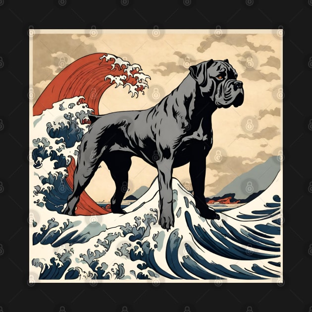 Vintage Cane Corso Dog Mom in the The Great Wave Surfing Retro Cane Corso by wigobun