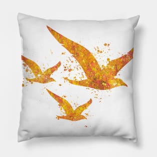 Seagull Birds Ocean Sea Nature World Earth Free Flight Watercolor Pillow