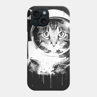 BW Astronaut Cat Phone Case