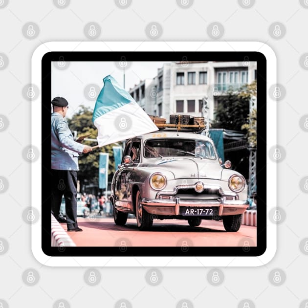 Simca Aronde Finish Line Photo Magnet by PauHanaDesign