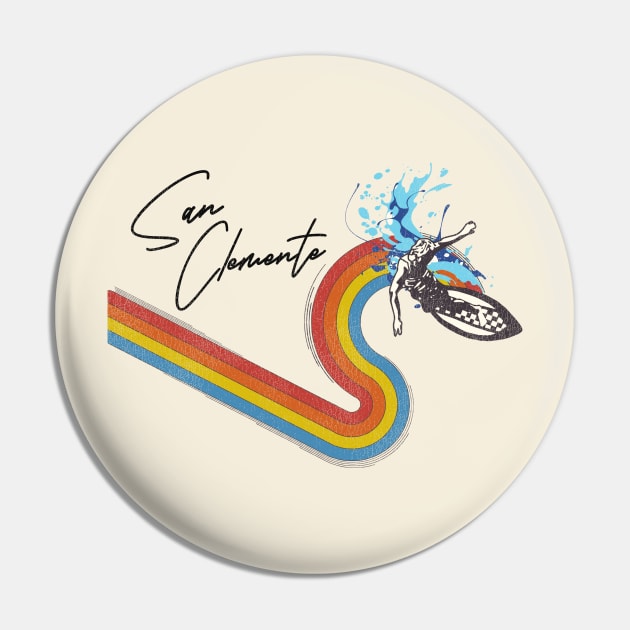 Retro 70s/80s Style Rainbow Surfing Wave San Clemente Pin by darklordpug