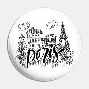 Hand Drawn Symbols Of Paris Pin
