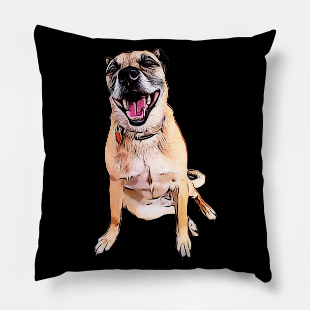 Hand Drawn Smiling Terrier Dog Pillow by kamdesigns