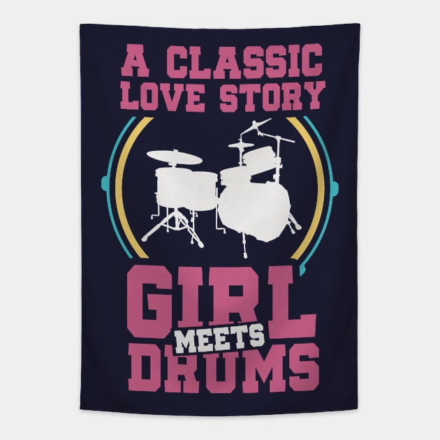 Drummer Girl Love Story Tapestry by Issho Ni