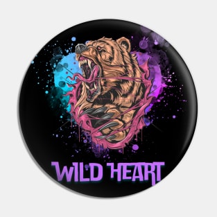 angry bear, wild heart Pin