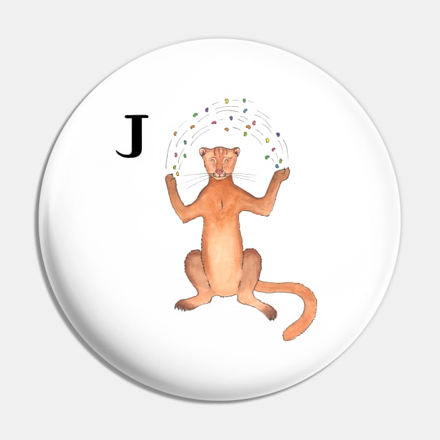 J is for Jaguarundi Pin by thewatercolorwood