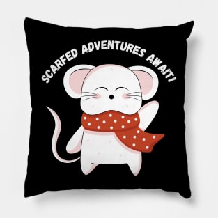 Scarfed Adventures Await! Christmas, winter season Pillow